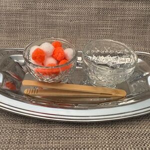 Tonging 1:1 Materials w/ Bamboo Tongs & Glass Bowls by Idlewild Montessori